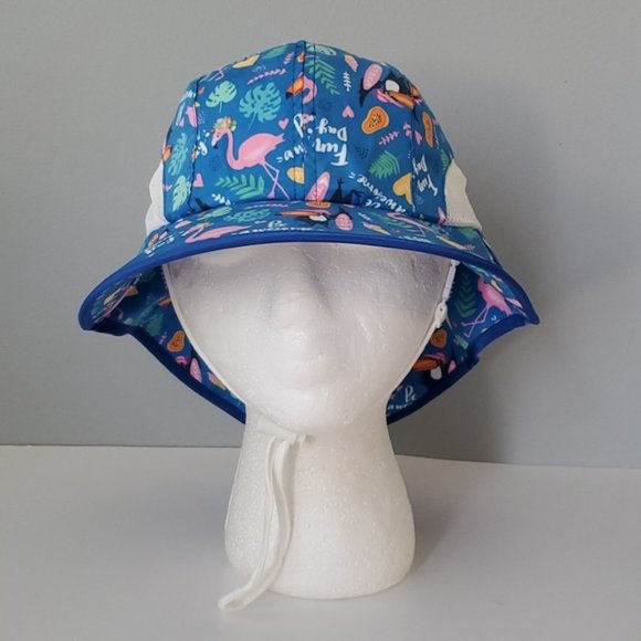 Baby/Toddler Blue Pink Peacock Drawstring Sun Swim Hat - Picture 7 of 7